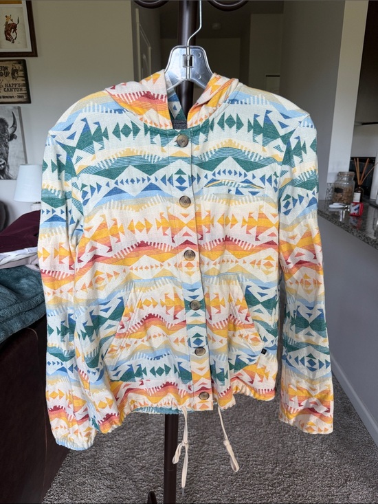 Pendleton Jackets & Blazers - Women's Pendleton Hooded Button-Front Jacket in Multicolor Aztec Print